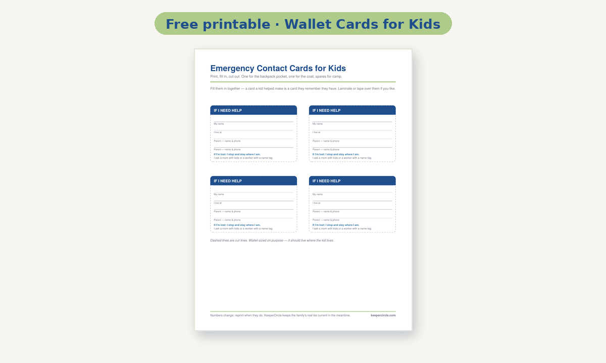 Free printable: wallet-size emergency cards for kids